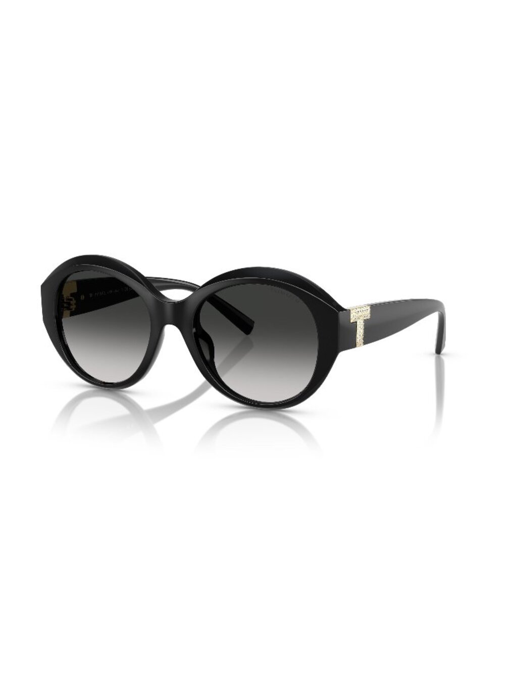 New Tiffany Women's Sunglasses Black Round Grey Lens Injected Frame TF4227BU 53